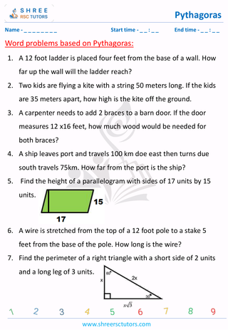 Word Problems Based On Pythagoras (7)