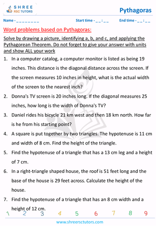 Word Problems Based On Pythagoras (3)