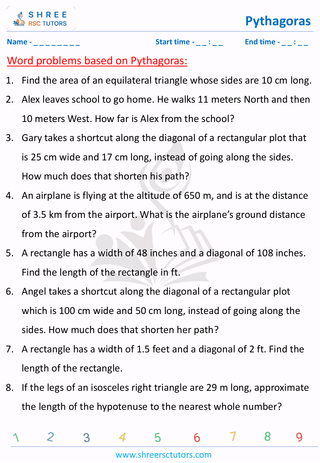 Word Problems Based On Pythagoras (8)