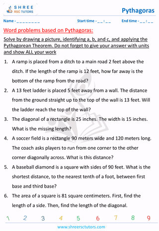 Word Problems Based On Pythagoras (2)