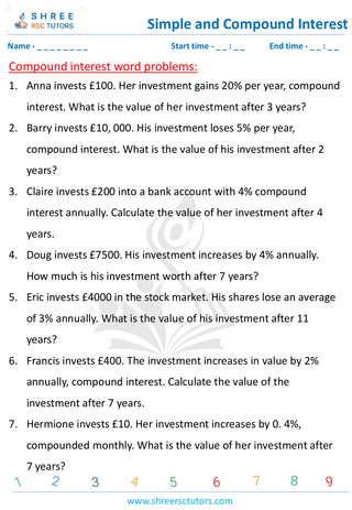 Compound Interest Word Problems