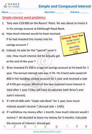 Simple Interest Word Problems(9)