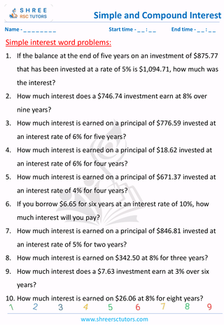 Simple Interest Word Problems (5)