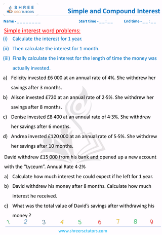 Simple Interest Word Problems(7)