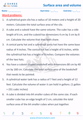 Surface Area And Volume Word Problems (1)