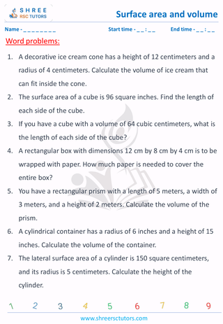 Surface Area And Volume Word Problems (5)