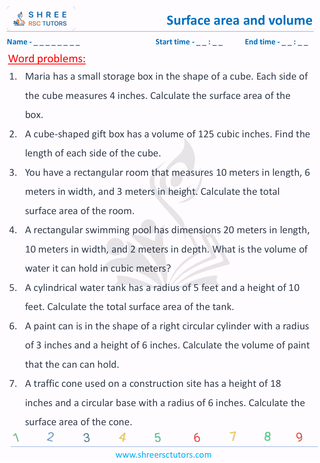 Surface Area And Volume Word Problems (4)