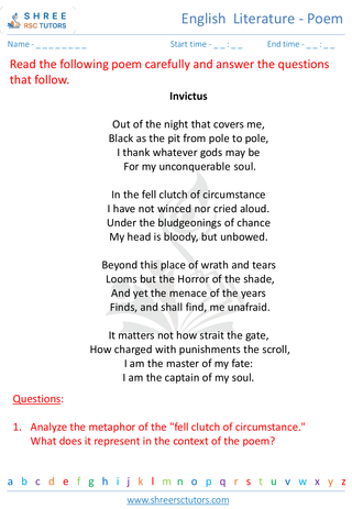 English  Literature   Poem 10