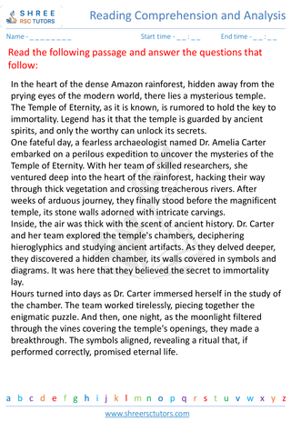 Reading Comprehension And Analysis   Fiction 6