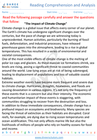 Reading Comprehension And Analysis   Fiction 1