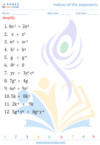 Indices Of The Exponents 1