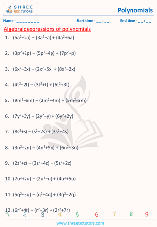 Subtract Polynomials (4)