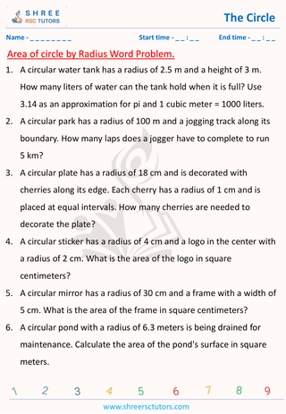 Area Of Circle By Radius Word Problem (2)