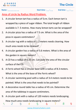 Area Of Circle By Radius Word Problem (3)