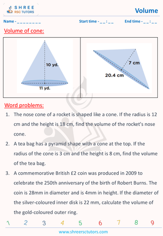 Volume Of Cone Grade 9 (2)