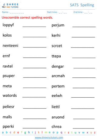 Jumbled Spelling Words 8