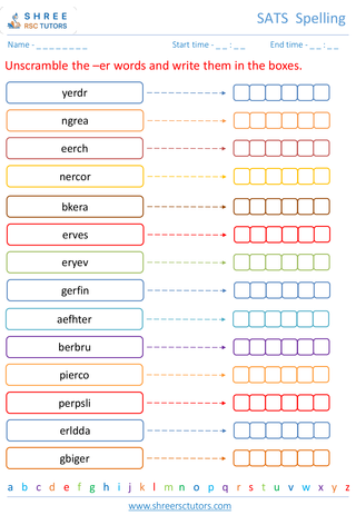 Jumbled Spelling Words 5