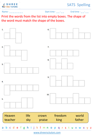 Spelling Words Shape 3