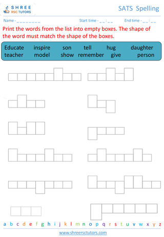 Spelling Words Shape 4