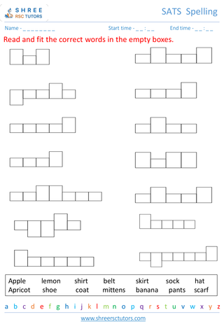 Spelling Words Shape 1