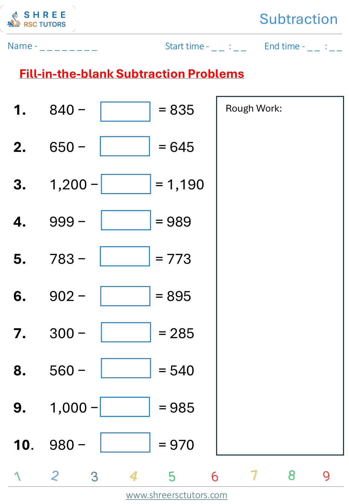 Multi Digit Subtraction  KS2 SAT2