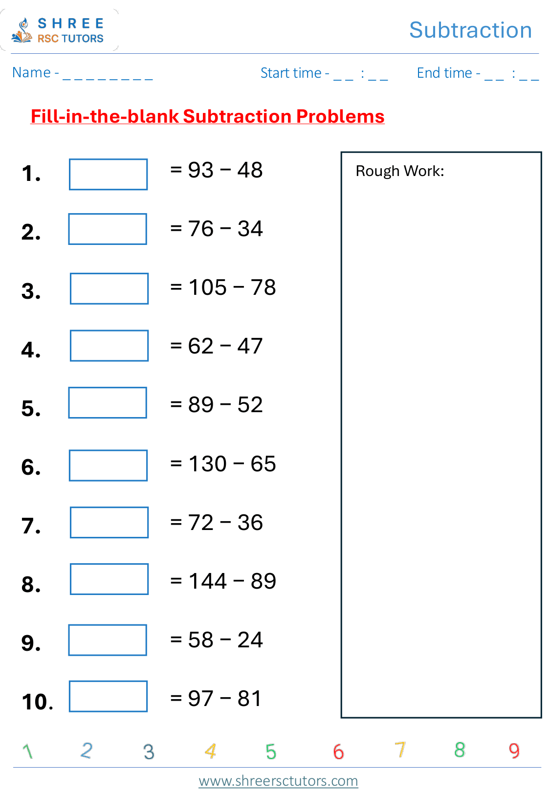 Multi Digit Subtraction  KS2 SAT3