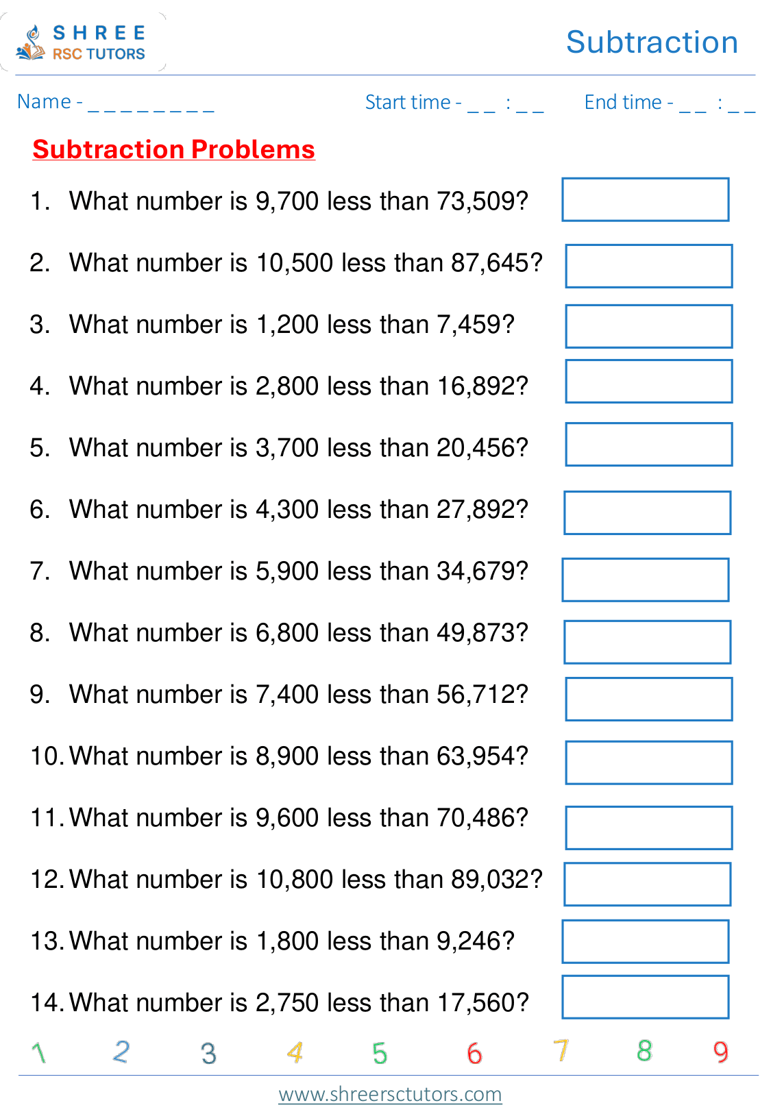 Subtraction Word Puzzles  KS2 SAT3