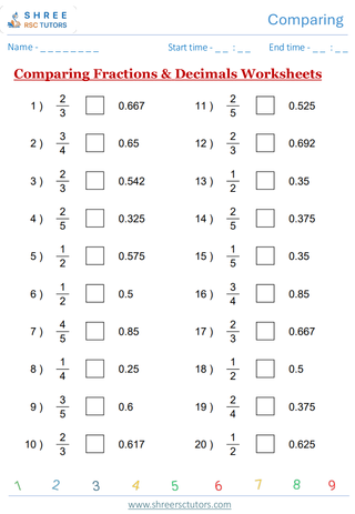 Comparing Fractions And Decimals KS2 SAT1