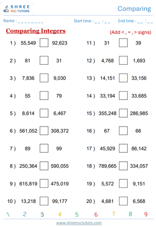 Comparing Integers  KS2 SAT1