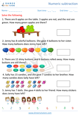 Subtraction Word Problems 1