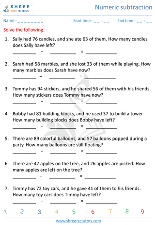 Subtraction Word Problems 6