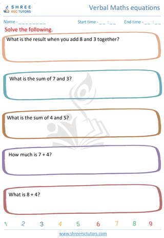Addition Verbal Equation 2
