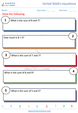 Addition Verbal Equation 4