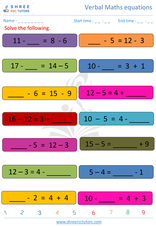 Subtraction Verbal Equation 4