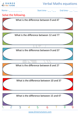 Subtraction Verbal Equation 2