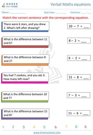 Subtraction Verbal Equation 1
