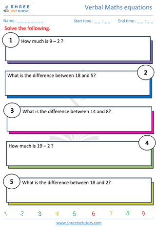 Subtraction Verbal Equation 5