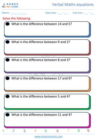 Subtraction Verbal Equation 7