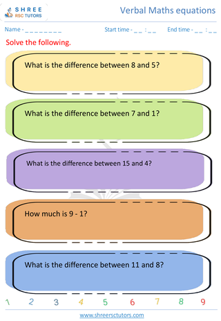 Subtraction Verbal Equation 6