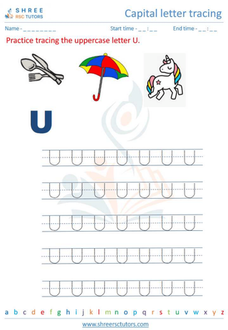 Capital  Letter Tracing 'U'