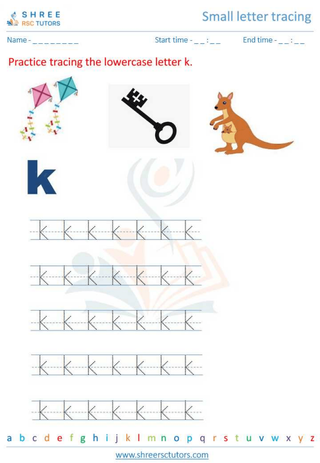Small Letter Tracing 'k'