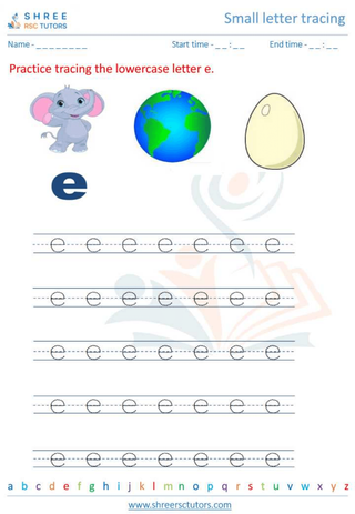 Small Letter Tracing 'e'